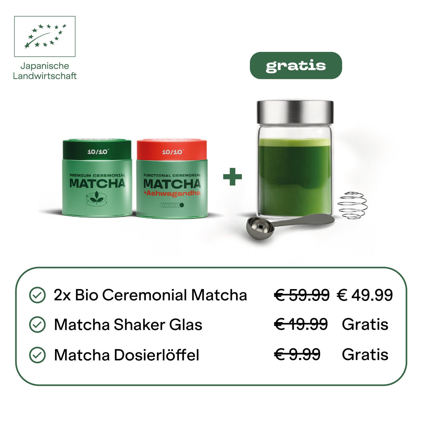 2x30g Matcha + Gratis Shaker Set